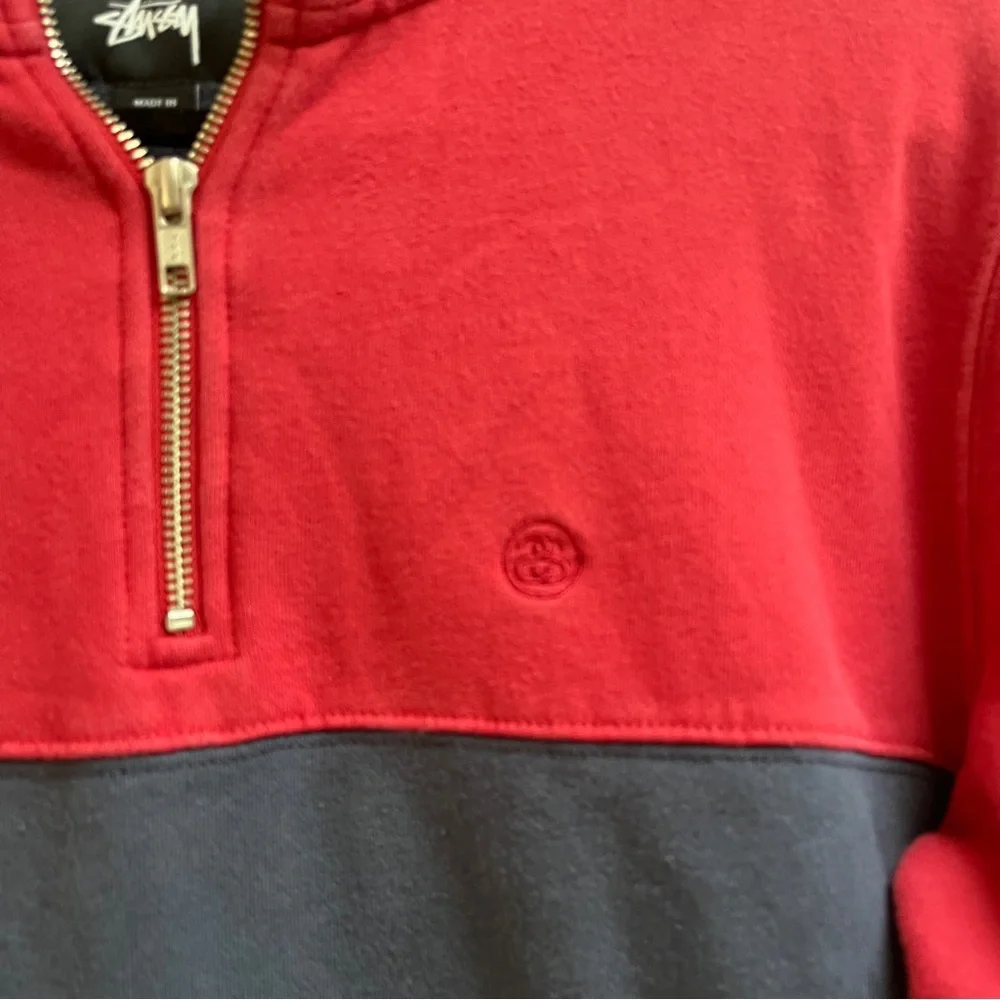 Stussy Colorblock Quarter Zip Sweatshirt Size M - Picture 6 of 9